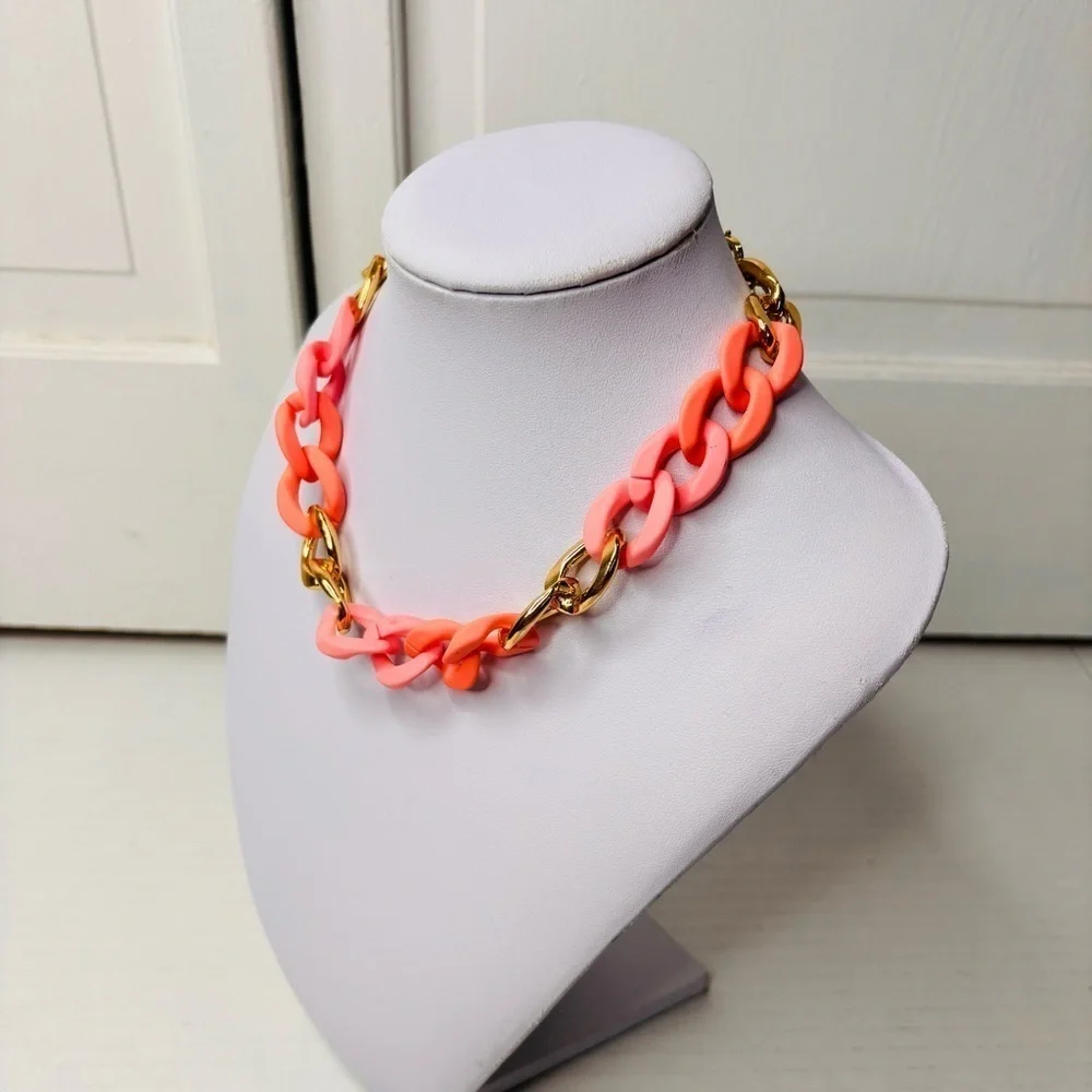 New ADORNIA Pink Curb Chain Necklace